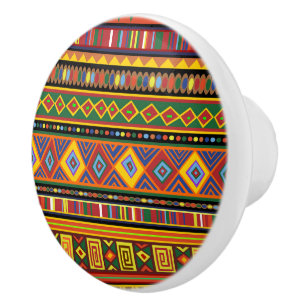 Bouton De Porte En Céramique Motif d'art ethnique en Afrique