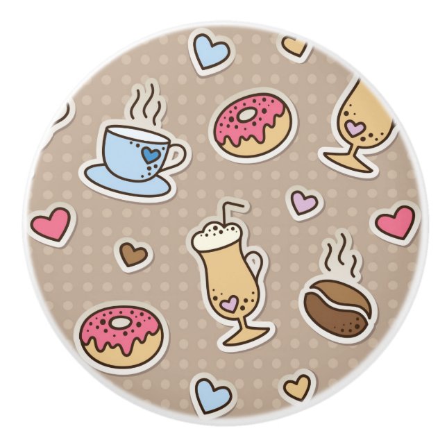 Bouton De Porte En Céramique Motif de café (Devant)