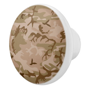 Bouton De Porte En Céramique Motif de camouflage du désert, motif militaire, ar