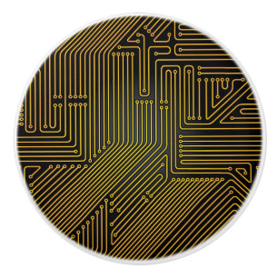 Bouton De Porte En Céramique Motif de carte d'ordinateur