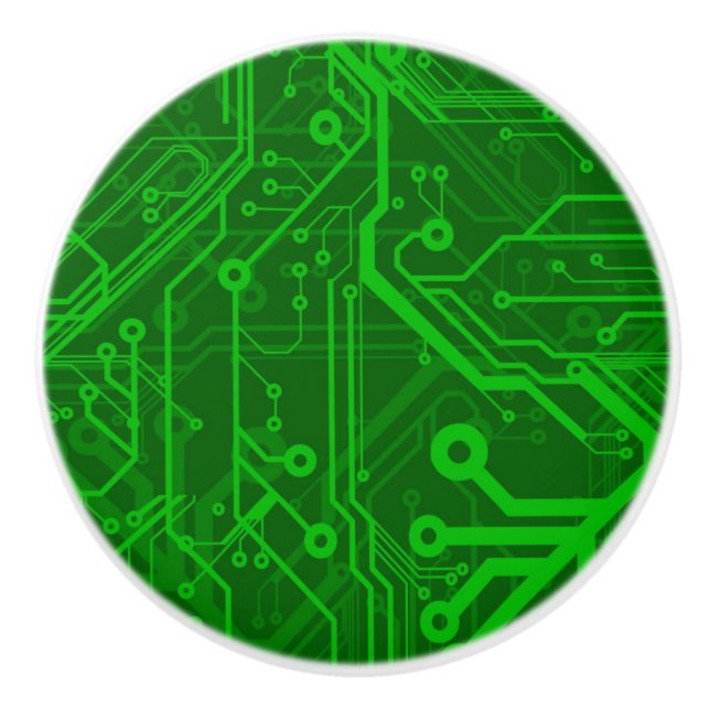 Bouton De Porte En Céramique Motif de carte électronique de vert (Devant)