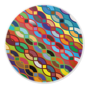 Bouton De Porte En Céramique Motif de chaîne multicouleur géométrique transp