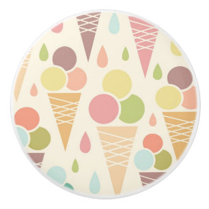 Bouton De Porte En Céramique Motif de cornets de crème glacée