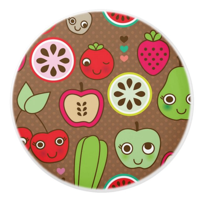 Bouton De Porte En Céramique Motif de cuisine de fruit (Devant)