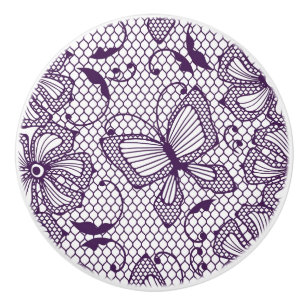 Bouton De Porte En Céramique Motif de dentelle avec des papillons