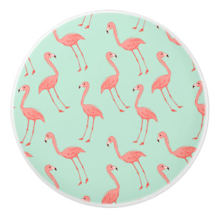 Bouton De Porte En Céramique Motif de Flamant rose