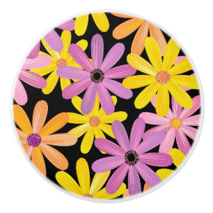 Bouton De Porte En Céramique Motif de fleurs de Gerbera, arrière - plan