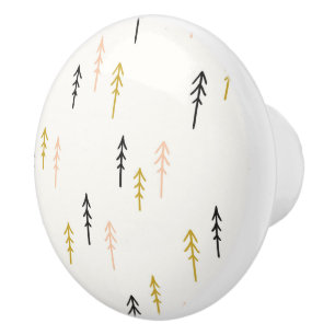 Bouton De Porte En Céramique Motif de forêt d'arbre de Noël