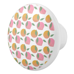 Bouton De Porte En Céramique Motif de fruits orange de Pêche rose