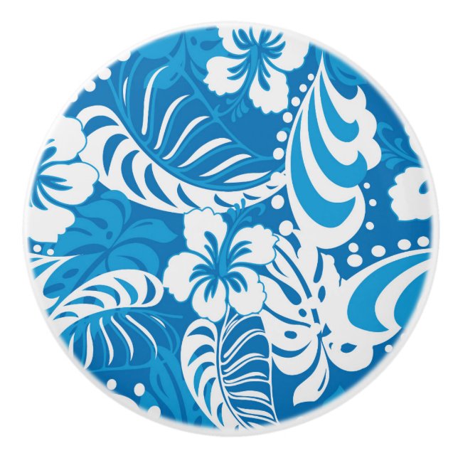 Bouton De Porte En Céramique Motif de l'Hibiscus tropical (Devant)