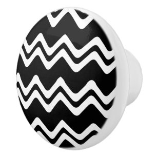 Bouton De Porte En Céramique Motif de ligne double couleur Zig Zag