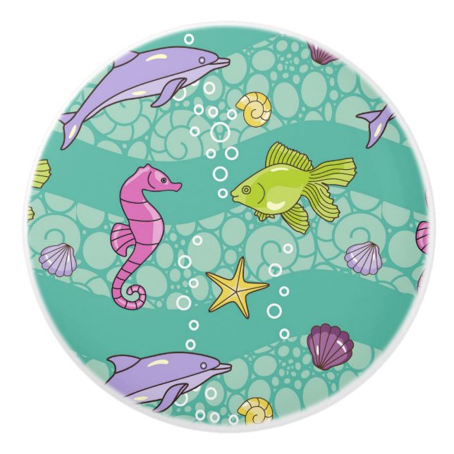 Bouton De Porte En Céramique Motif de mer d'été (Devant)