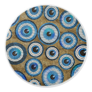 Bouton De Porte En Céramique Motif de mosaïque de l'oeil maléfique