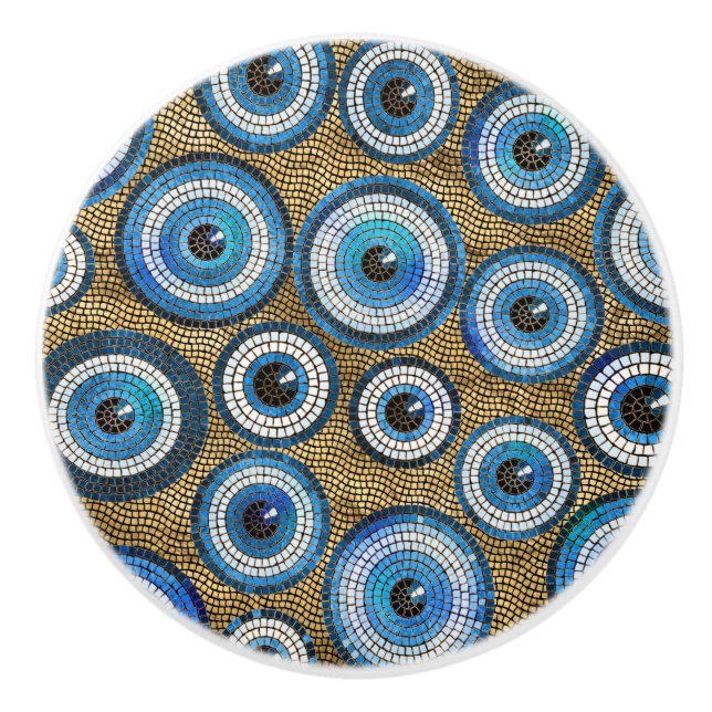 Bouton De Porte En Céramique Motif de mosaïque de l'oeil maléfique (Devant)