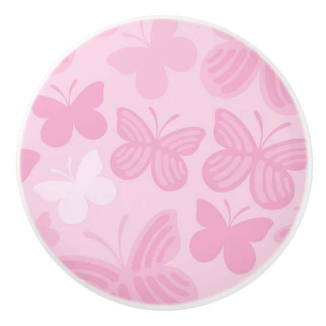 Bouton De Porte En Céramique Motif de papillon (Devant)