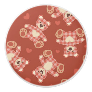 Bouton De Porte En Céramique motif de patchwork d'ours