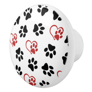 Bouton De Porte En Céramique Motif De Pâtes, Pâtes Noires, Pâtes Rouges, Coeurs