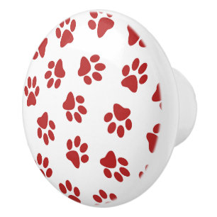 Bouton De Porte En Céramique Motif De Pâtes, Patrouilles De Chiens, Paws Rouges