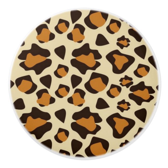 Bouton De Porte En Céramique Motif de peau de guépard (Devant)