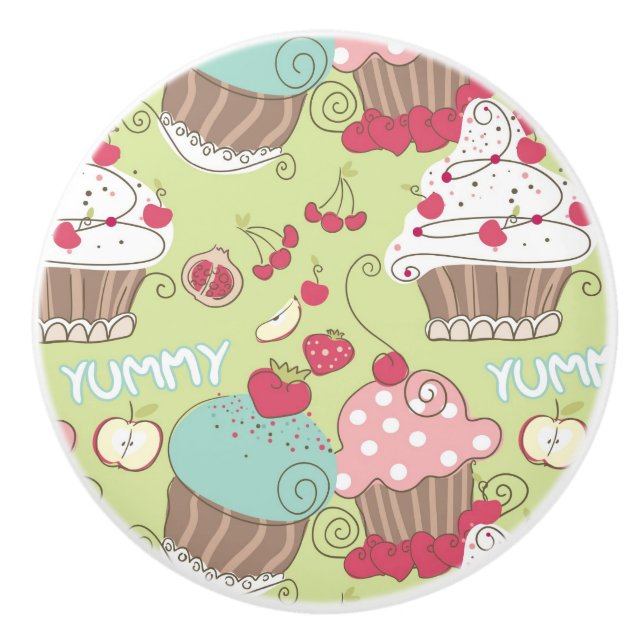 Bouton De Porte En Céramique Motif de petit gâteau (Devant)