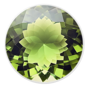 Bouton De Porte En Céramique Motif de pierres gemmes vertes de Peridot