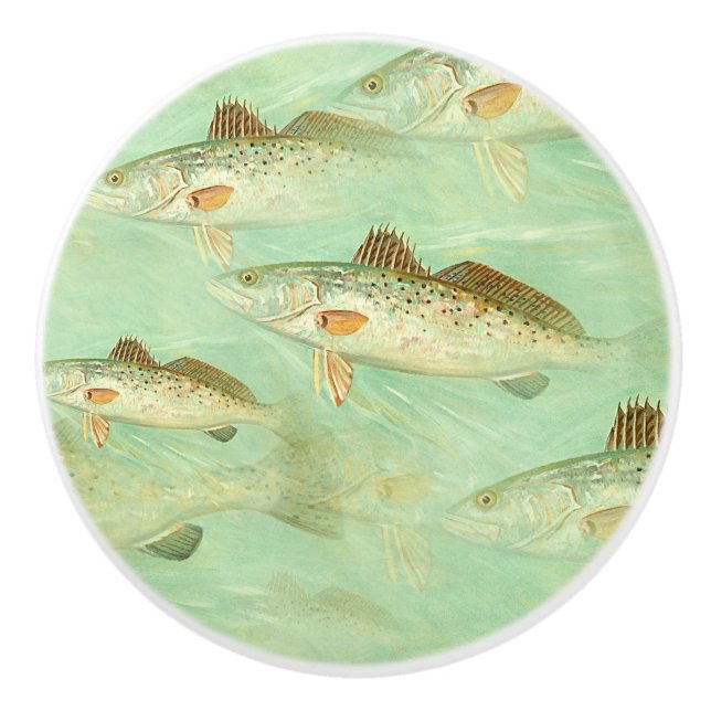Bouton De Porte En Céramique Motif de poisson basse (Devant)