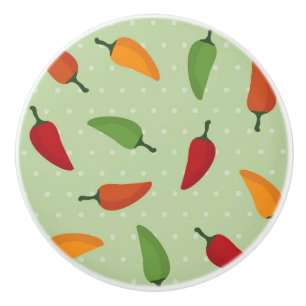 Bouton De Porte En Céramique Motif de poivre de piments