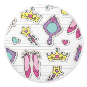 Bouton De Porte En Céramique motif de princesse de papillon