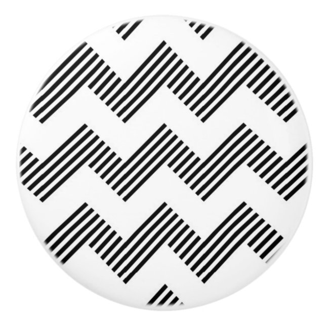 Bouton De Porte En Céramique Motif de zigzag géométrique (Devant)