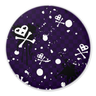 Bouton De Porte En Céramique Motif d'Emo de couleur foncée avec la peinture