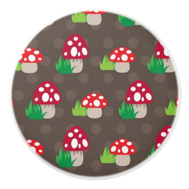 Bouton De Porte En Céramique motif d'enfants de champignon (Devant)