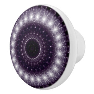 Bouton De Porte En Céramique Motif dentelle noir et blanc fantaisie