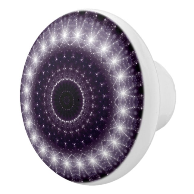 Bouton De Porte En Céramique Motif dentelle noir et blanc fantaisie (Droite)