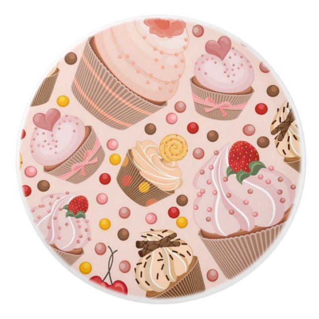 Bouton De Porte En Céramique Motif des petits gâteaux de célébration (Devant)