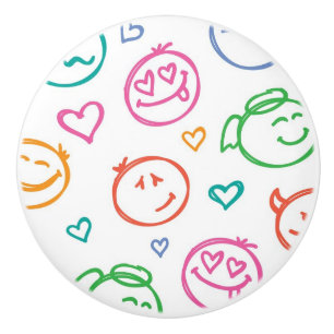 Bouton De Porte En Céramique motif des sourires