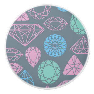 Bouton De Porte En Céramique Motif d'icône de pierre gemme