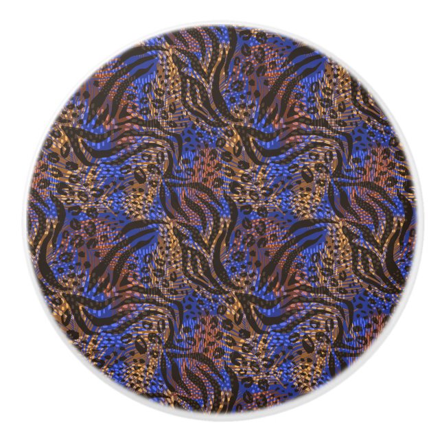 Bouton De Porte En Céramique Motif d'impression Leopard et Zebra (Devant)