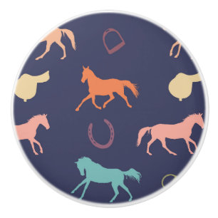 Bouton De Porte En Céramique Motif du cheval anglais Fun Multicolor