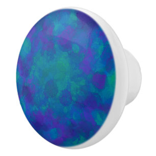Bouton De Porte En Céramique Motif élégant pourpre d'aquarelle de vert bleu