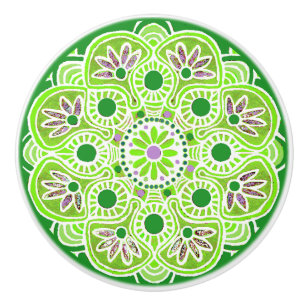 Bouton De Porte En Céramique Motif en céramique de tiroirs de chaux vert
