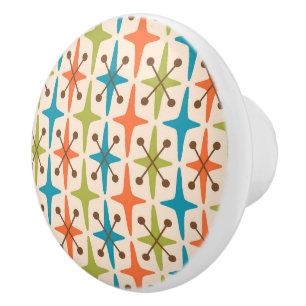 Bouton De Porte En Céramique Motif en forme d'étoile de style Mid Century Moder