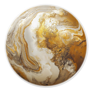 Bouton De Porte En Céramique Motif en marbre blanc