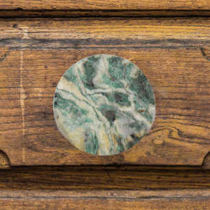 Bouton De Porte En Céramique Motif en pierre minérale marine verte