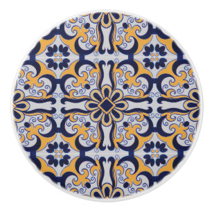Bouton De Porte En Céramique Motif en tuiles portugaises