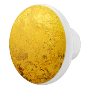 Bouton De Porte En Céramique Motif FEUILLE D'OR PURE + votre texte / photo