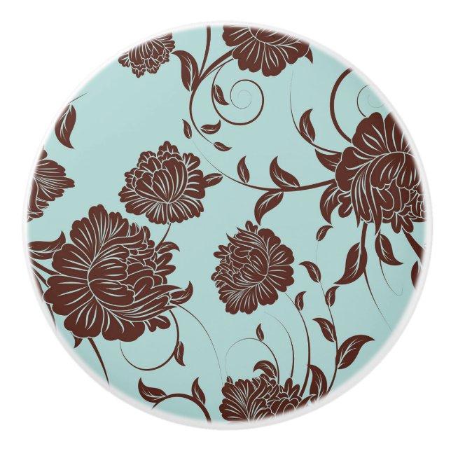 Bouton De Porte En Céramique Motif floral 10 (Devant)
