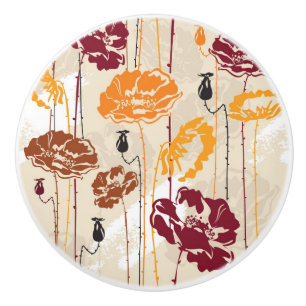 Bouton De Porte En Céramique Motif floral 4 d'élégance abstraite