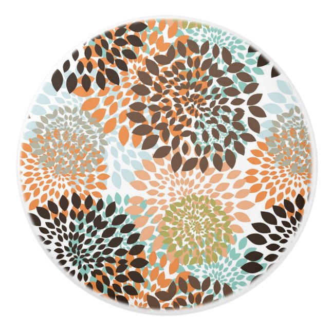 Bouton De Porte En Céramique Motif floral 6 (Devant)
