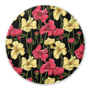 Bouton De Porte En Céramique Motif floral élégant 2