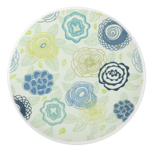 Bouton De Porte En Céramique Motif floral élégant avec les fleurs mignonnes